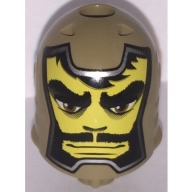 Lego hlava velké figurky rytíř, tmavě béžová (bb0153pb08 DARK TAN)